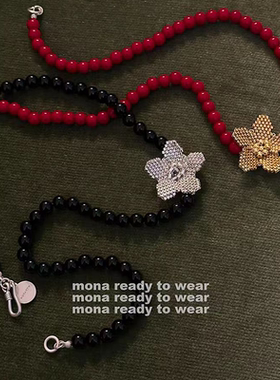 MONA同款花朵个性米珠串珠项链女新中式小众百搭锁骨链寄颈链配饰