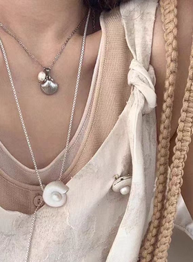 人鱼泪珠海螺海星贝壳珍珠项链
