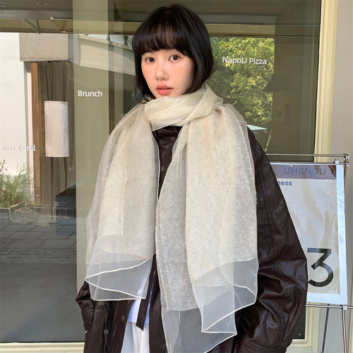 高级氛围感桑蚕丝薄款丝巾围巾女