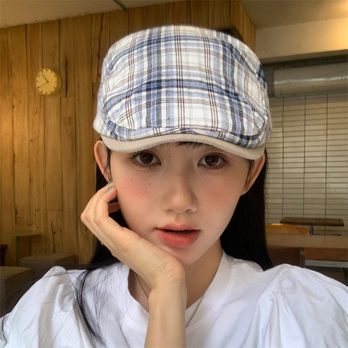 清爽蓝格学院风前进帽百搭可调节