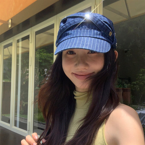 甜酷女孩铆钉设计软顶马术帽新款
