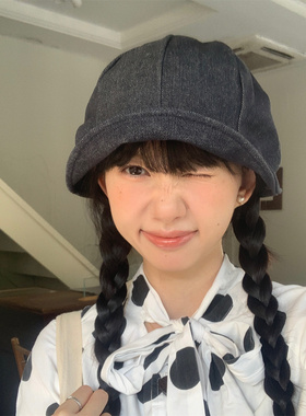 复古丹宁风牛仔渔夫帽百搭显脸小