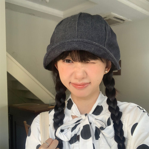 复古丹宁风牛仔渔夫帽百搭显脸小