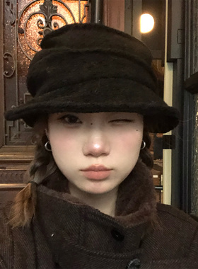 小众复古褶皱设计羊毛渔夫帽礼帽