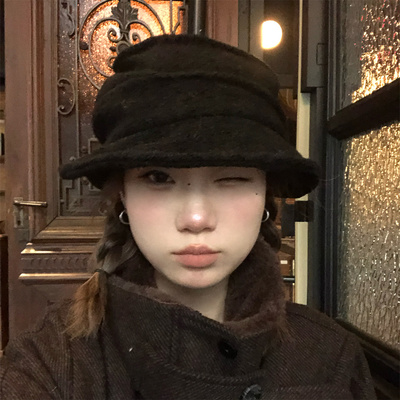 小众复古褶皱设计羊毛渔夫帽礼帽