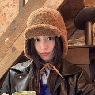 【可爱小羔羊】宁艺卓同款羊羔毛绒雷锋帽女冬季出游保暖护耳帽潮