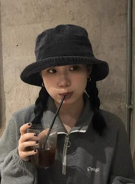 不想洗头懒人出门复古牛仔渔夫帽
