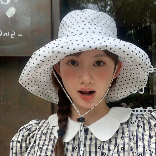 时尚轮回法式波点渔夫帽大帽檐女