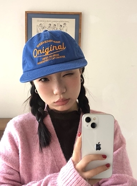 【小众独创】美式复古2024新色牛仔蓝英文刺绣平檐帽百搭遮阳帽潮