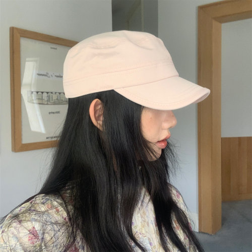 简单耐看淡粉色平顶马术帽显脸小