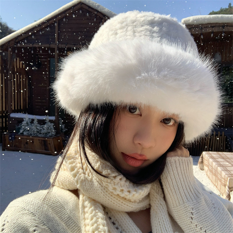 【氛围感毛绒帽】东北哈尔滨长白山冬天旅游出片白色盆帽保暖帽子,服饰配件/皮带/帽子/围巾,帽子,淘宝优惠券,粉丝福利购,淘宝优惠卷