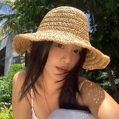 很出片的海边度假大帽檐沙滩草帽
