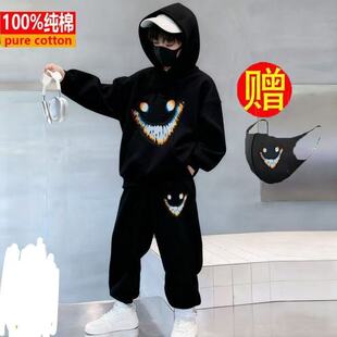 后室backrooms周边微笑者笑靥连帽卫衣套装儿童纯棉加绒冬季笑脸