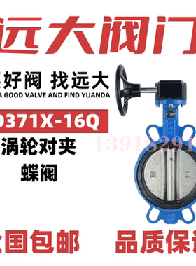 远大阀门涡轮对夹式蝶阀D371X-16Q球墨铸铁手动软密封DN50 80 100