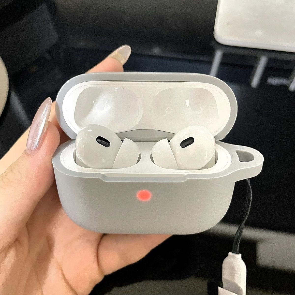 灰色高级感硅胶液态软壳适用于AirPodsPro2保护套AirPods1/2/3/4代耳机壳AirPods耳机保护套华强北五代保护套