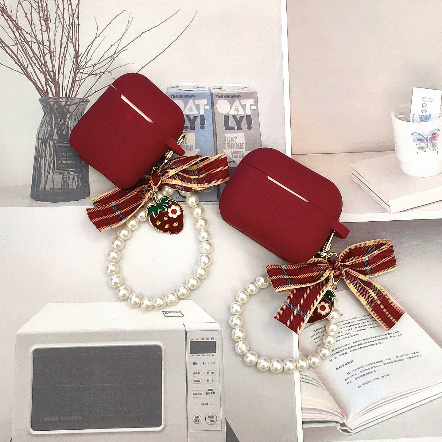 酒红色高级感硅胶软壳适用于AirPodsPro2保护套AirPods1/2/3/4代耳机壳AirPods3耳机保护套华强北五代保护套,3C数码配件,耳机保护套,淘宝优惠券,粉丝福利购,淘宝优惠卷