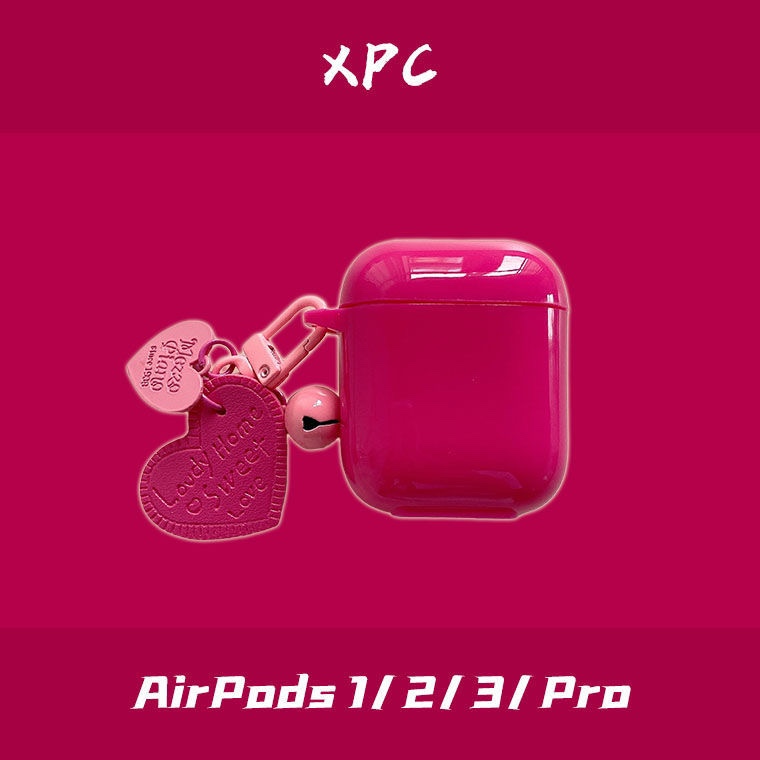 纹红爱心铃铛软壳适用airpodspro2保护套airpods3保护壳3代苹果无线蓝牙耳机airpods3硅胶airpods1/2代耳机壳
