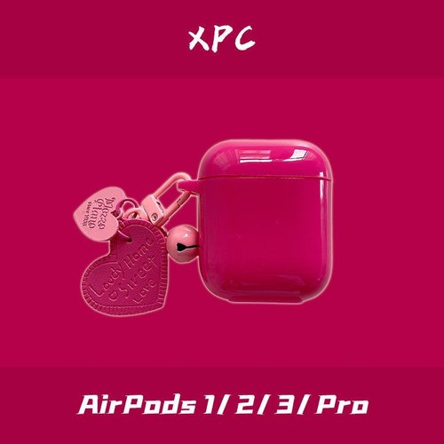 纹红爱心铃铛软壳适用airpodspro2保护套airpods3保护壳3代苹果无线蓝牙耳机airpods3硅胶airpods1/2代耳机壳