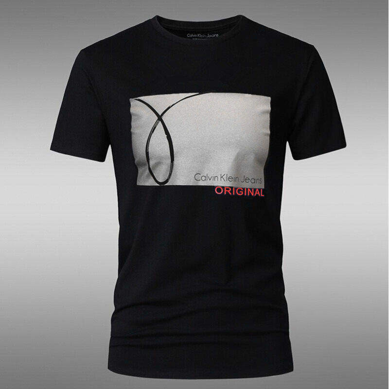 夏季新款ck短袖T恤男士纯棉圆领修身男装字母大码透气上衣半袖衫