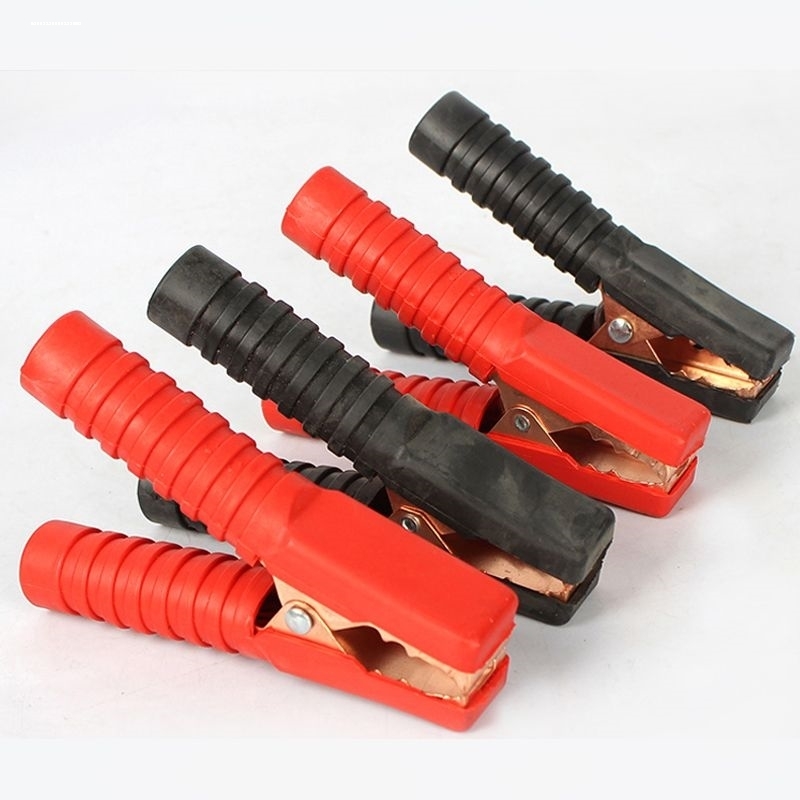 电瓶夹子镀铜汽车蓄电池搭火连接线夹子充电器卡大小号鳄鱼夹加厚