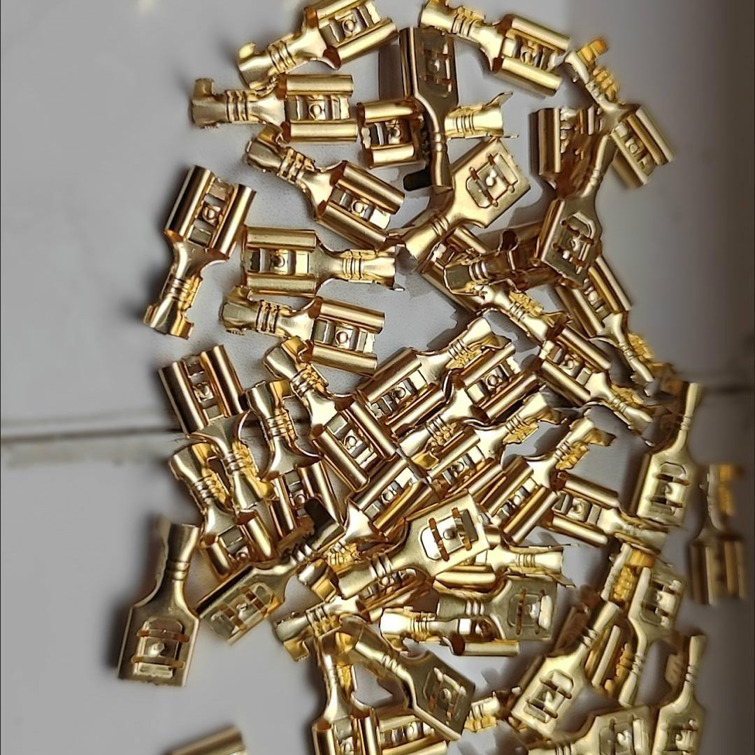 插簧接线端子6.3mm加厚铜插件冷压电线连接器带护套插拔式母接头