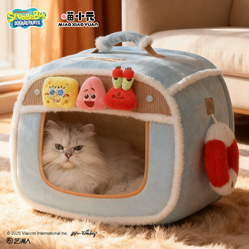 海绵宝宝猫窝封闭式冬季保暖猫屋
