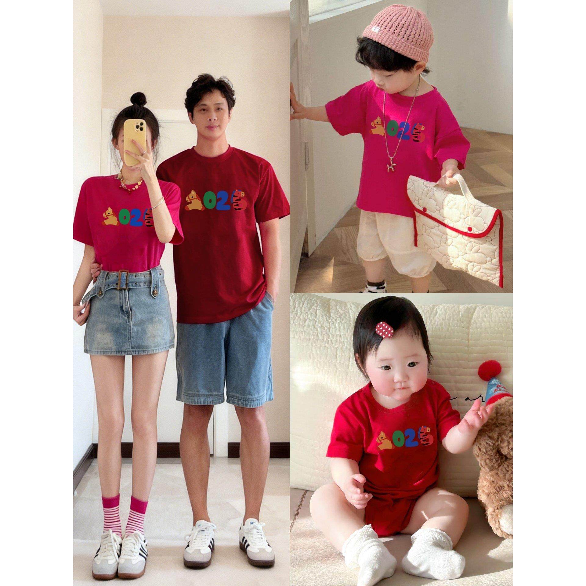 2026年新款一家三口四口亲子装婴儿小月龄宝宝百搭休闲旅游拍照