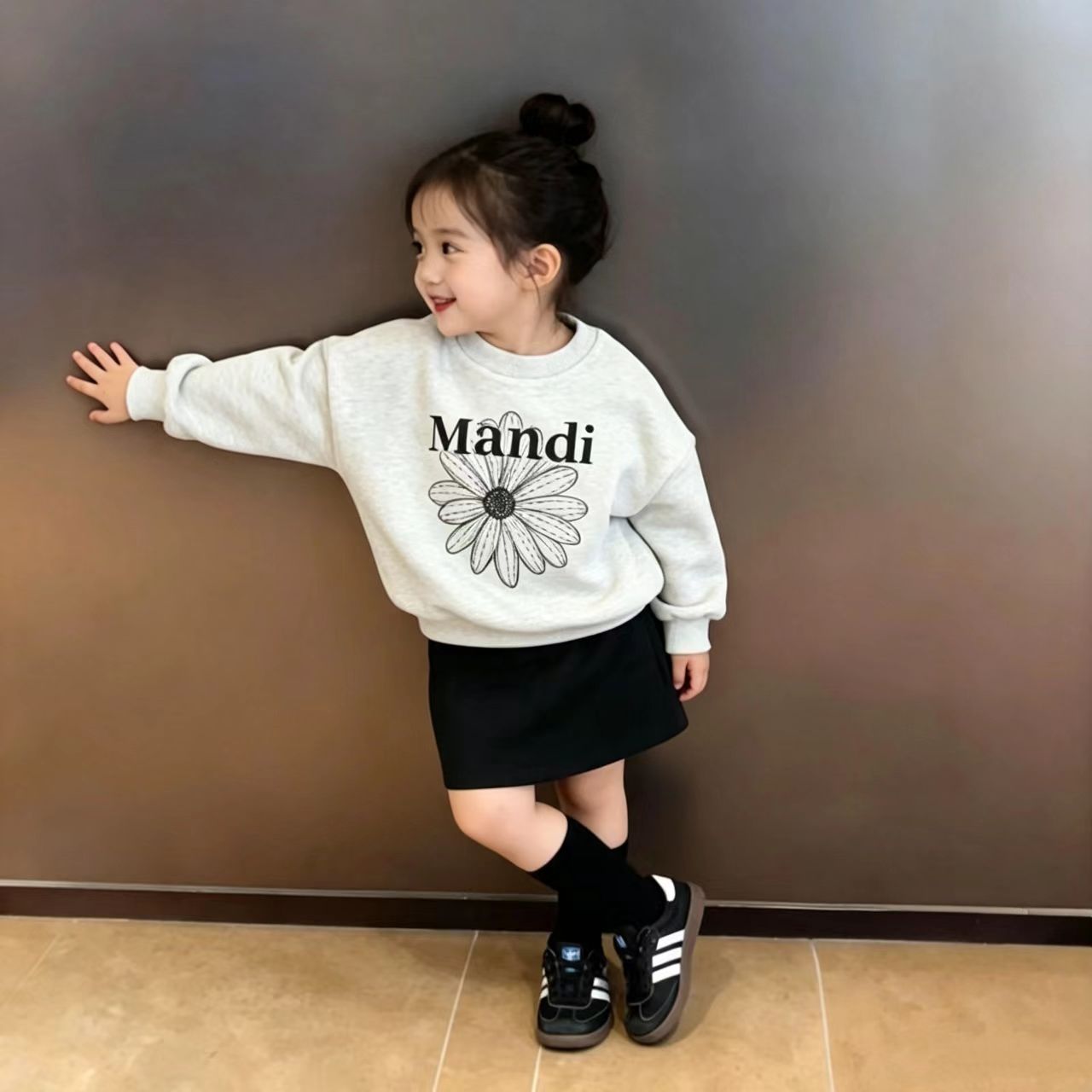 女童小雏菊春秋学院风套头卫衣