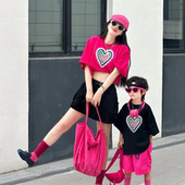 高端亲子装 炸街洋气男童女宝度假 夏母女母子t恤一家三口四口短袖