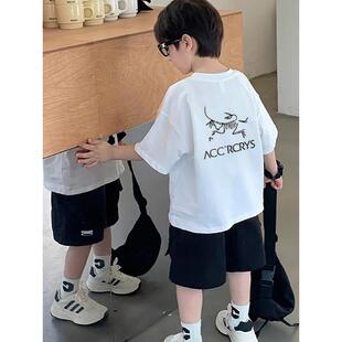 男童纯棉潮牌时尚短袖t恤夏季新款男宝儿童潮流圆领半袖休闲上衣