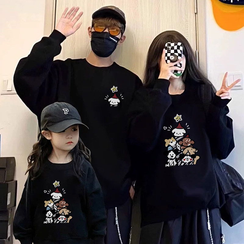 亲子装卫衣一家三四口2025新款