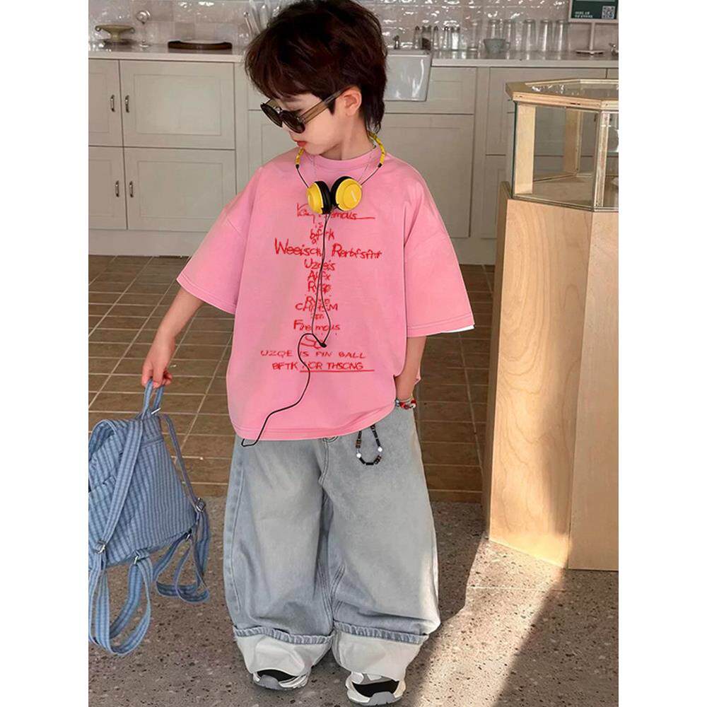 夏季男童纯棉字母印花短袖T恤