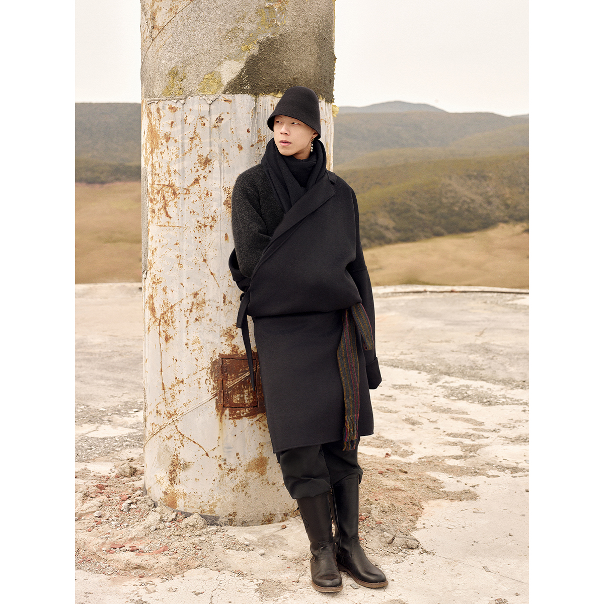 「玄烛」双面呢羊毛西装领藏袍男 藏风中式小众商务高级外套风衣