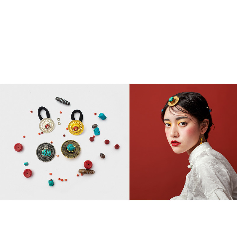 藏装配饰/藏族饰品头饰女 藏式顶饰 民族风头饰发饰 宝石额头额饰