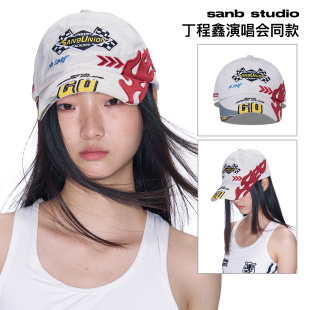 丁程鑫同款SANB透气撞色赛车帽男女棒球帽街头复古小众原创春夏