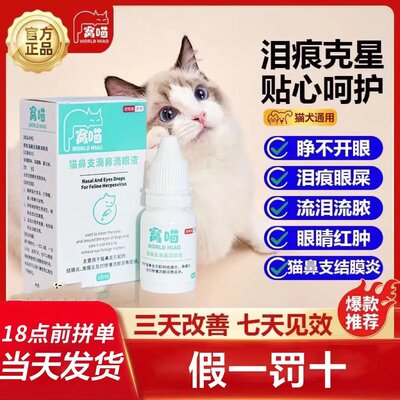 窝喵滴眼液猫咪滴眼液猫鼻支流眼泪打喷嚏猫狗通用去泪痕眼药