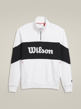 日本2024年新款Wilson威尔逊网球服装T恤长袖男装大标识半拉链