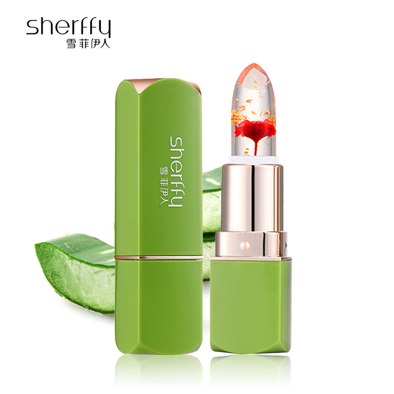Sherffy温变色鲜花芦荟果冻口红