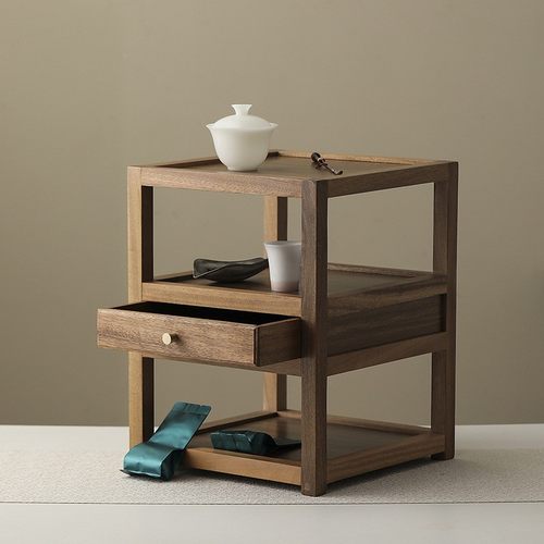 胡桃木实木茶具收纳架茶室茶具器皿摆件防尘置物架茶具防尘收纳