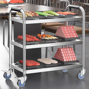 餐车不锈钢三层酒店饭店火锅店手推车双层餐厅送餐车收碗车酒水车