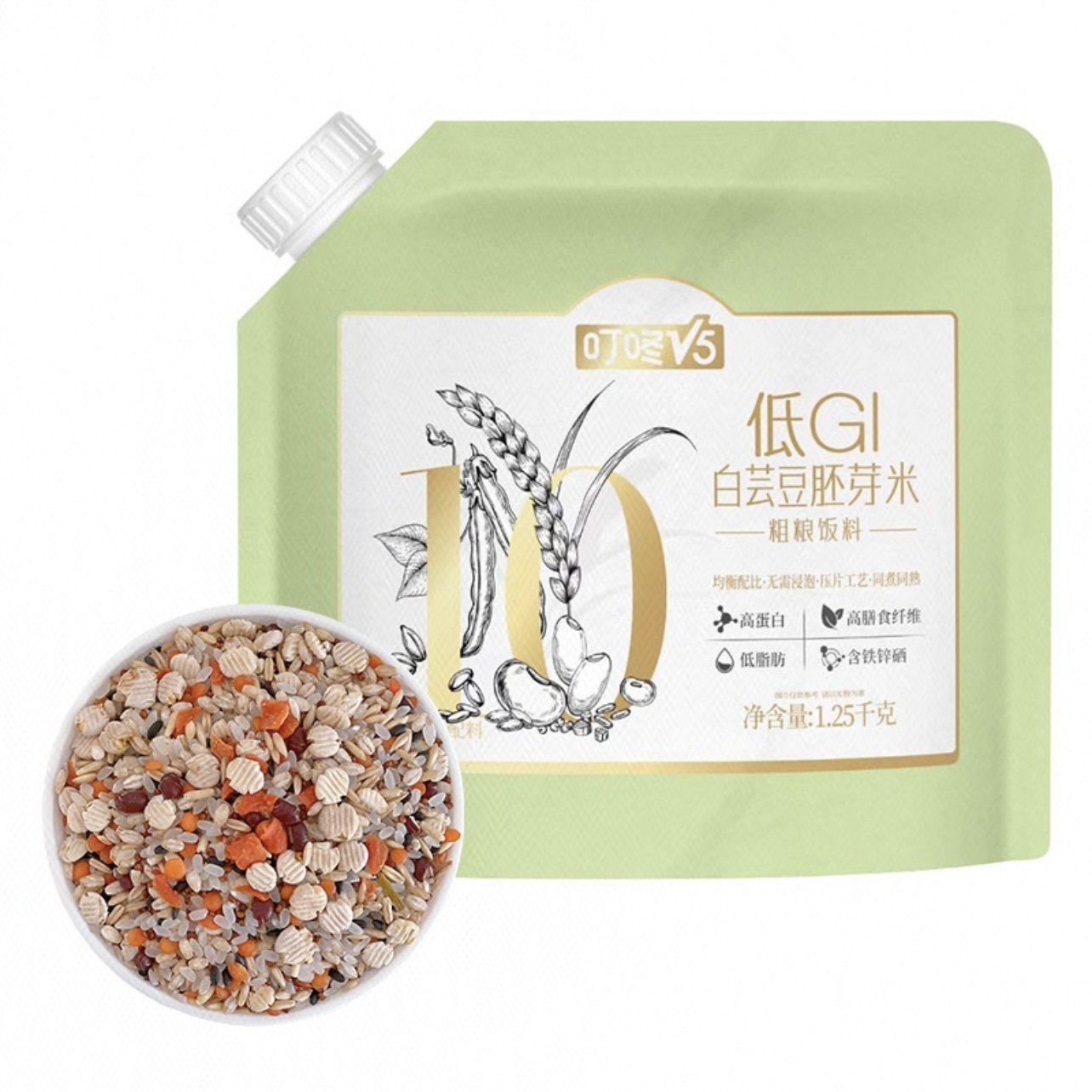 叮咚 V5 低GI 白芸豆胚芽米粗粮饭料 1.25kg,粮油调味/速食/干货/烘焙,杂粮组合/膳食混合谷物,淘宝优惠券,粉丝福利购,淘宝优惠卷