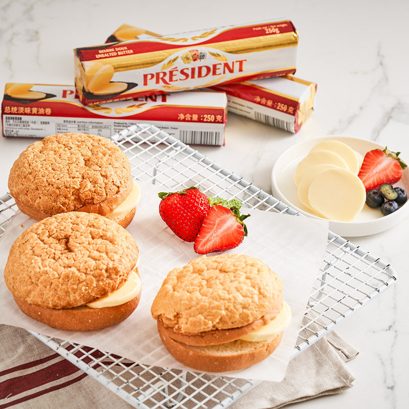 总统淡味发酵黄油卷250g 动物性面包饼干蛋糕烘焙原料
