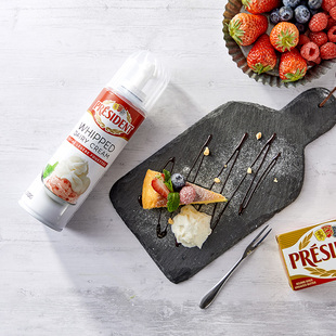 总统喷射稀奶油动物性免打发淡奶油蛋糕奶茶烘焙原料250克