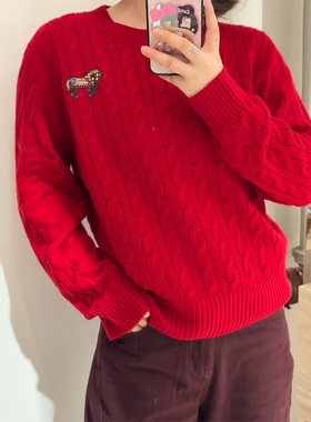 OWN IT/旋转木马绞花羊毛圆领套头毛衣25228#