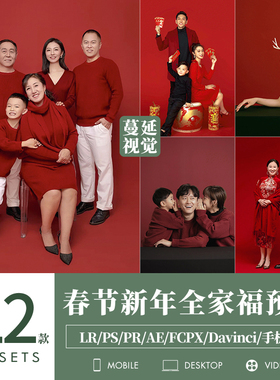 LR预设春节新年全家福调色PS红色人像PR像素蛋糕滤镜LUTs飞思剪映