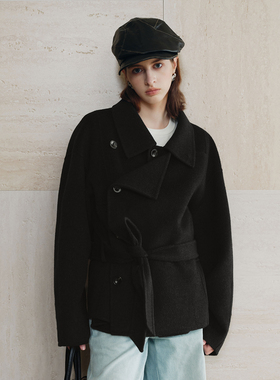 PSO Brand男装女装羊毛翻领束腰加厚加绒外套男款冬情侣毛呢夹克