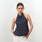 绑带背心 撞色波点圆领性感露背挂脖上衣设计感无袖 PSO Brand女装