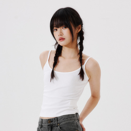 PSO Brand女装纯色U型领无袖内搭打底吊带背心百搭夏修身显瘦上衣