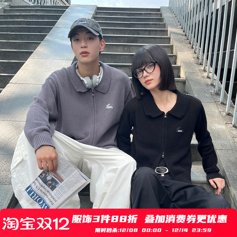 PSO Brand男装女装洞洞缕空针织开衫拉链毛衣外套宽松上衣春秋季