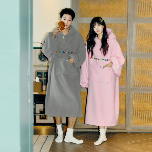 PSO Brand男装女装双面绒针织彩虹LOGO连帽中长款套衫休闲宽松